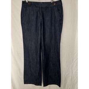Talbots Jeans Womens Dark Blue Denim Wide Leg Casual Jeans Size 10 Nice!